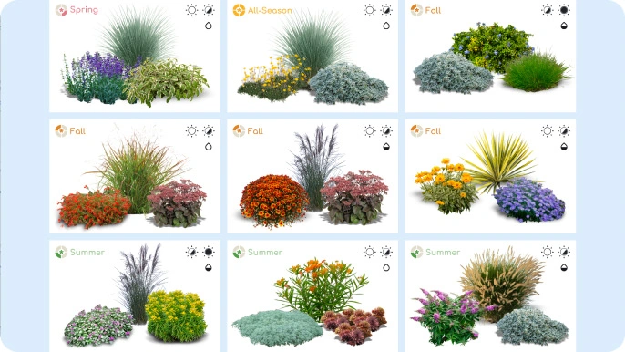 a menu of different selection of plants and landscapes